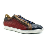 65-209-RED BREZZA Calfskin & Embossed Crocodile Sneaker, Red - Zelli Italia - Flyclothing LLC