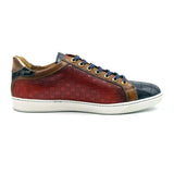 65-209-RED BREZZA Calfskin & Embossed Crocodile Sneaker, Red - Zelli Italia - Flyclothing LLC