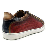 65-209-RED BREZZA Calfskin & Embossed Crocodile Sneaker, Red - Zelli Italia - Flyclothing LLC