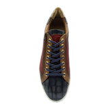 65-209-RED BREZZA Calfskin & Embossed Crocodile Sneaker, Red - Zelli Italia - Flyclothing LLC