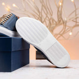 65-229-NVY Diaz Rubberized Calfskin Sneaker Navy - Zelli Italia - Flyclothing LLC