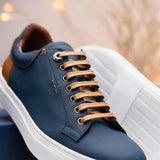 65-229-NVY Diaz Rubberized Calfskin Sneaker Navy - Zelli Italia - Flyclothing LLC