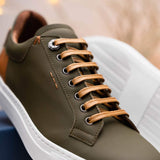 65-229-OLV Diaz Rubberized Calfskin Sneaker Olive Green - Zelli Italia - Flyclothing LLC