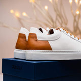 65-229-WHT Diaz Rubberized Calfskin Sneaker White - Zelli Italia - Flyclothing LLC