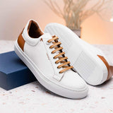 65-229-WHT Diaz Rubberized Calfskin Sneaker White - Zelli Italia - Flyclothing LLC