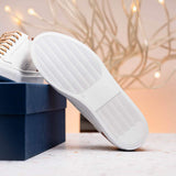 65-229-WHT Diaz Rubberized Calfskin Sneaker White - Zelli Italia - Flyclothing LLC