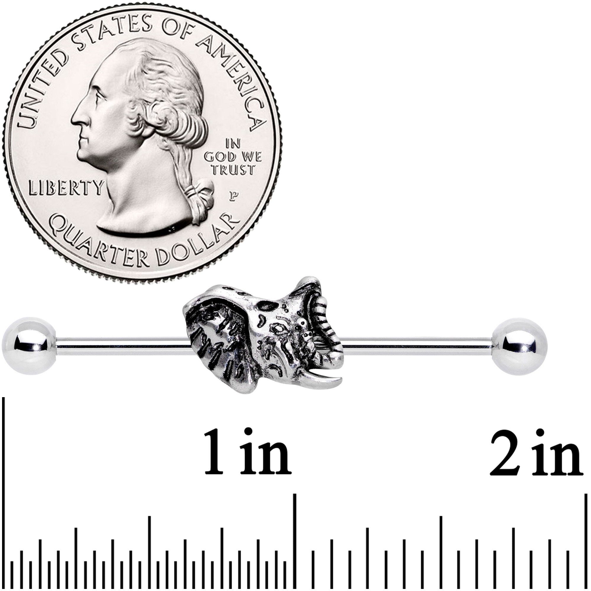 14G Natures Own Design Elephant Industrial Barbell 38mm - BodyCandy - Flyclothing LLC
