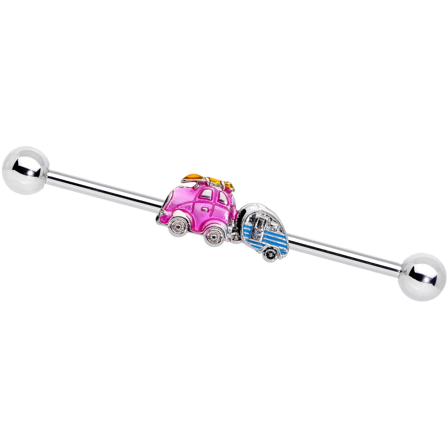14G Pink Time for a Road Trip Industrial Barbell 38mm - BodyCandy - Flyclothing LLC