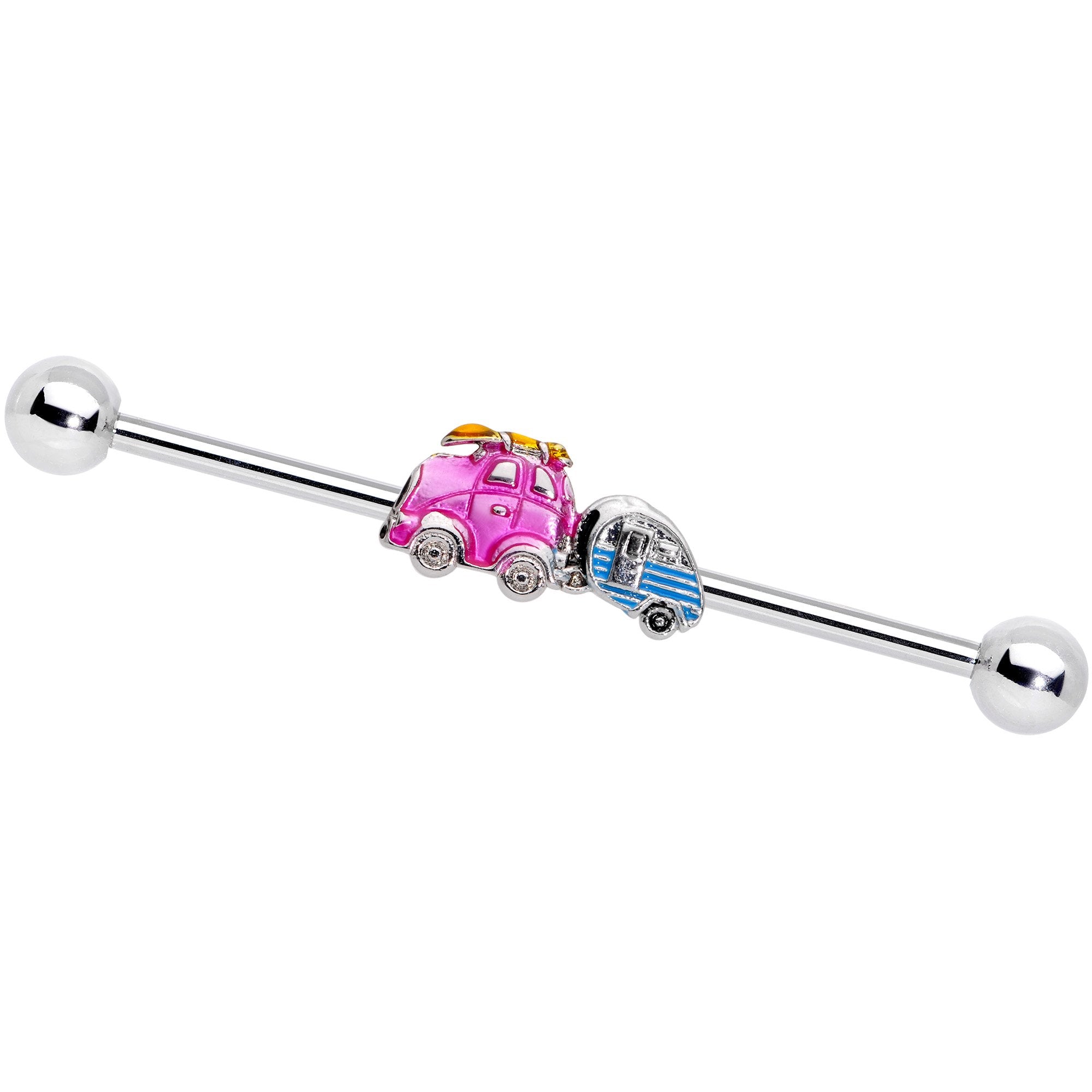 14G Pink Time for a Road Trip Industrial Barbell 38mm - BodyCandy - Flyclothing LLC