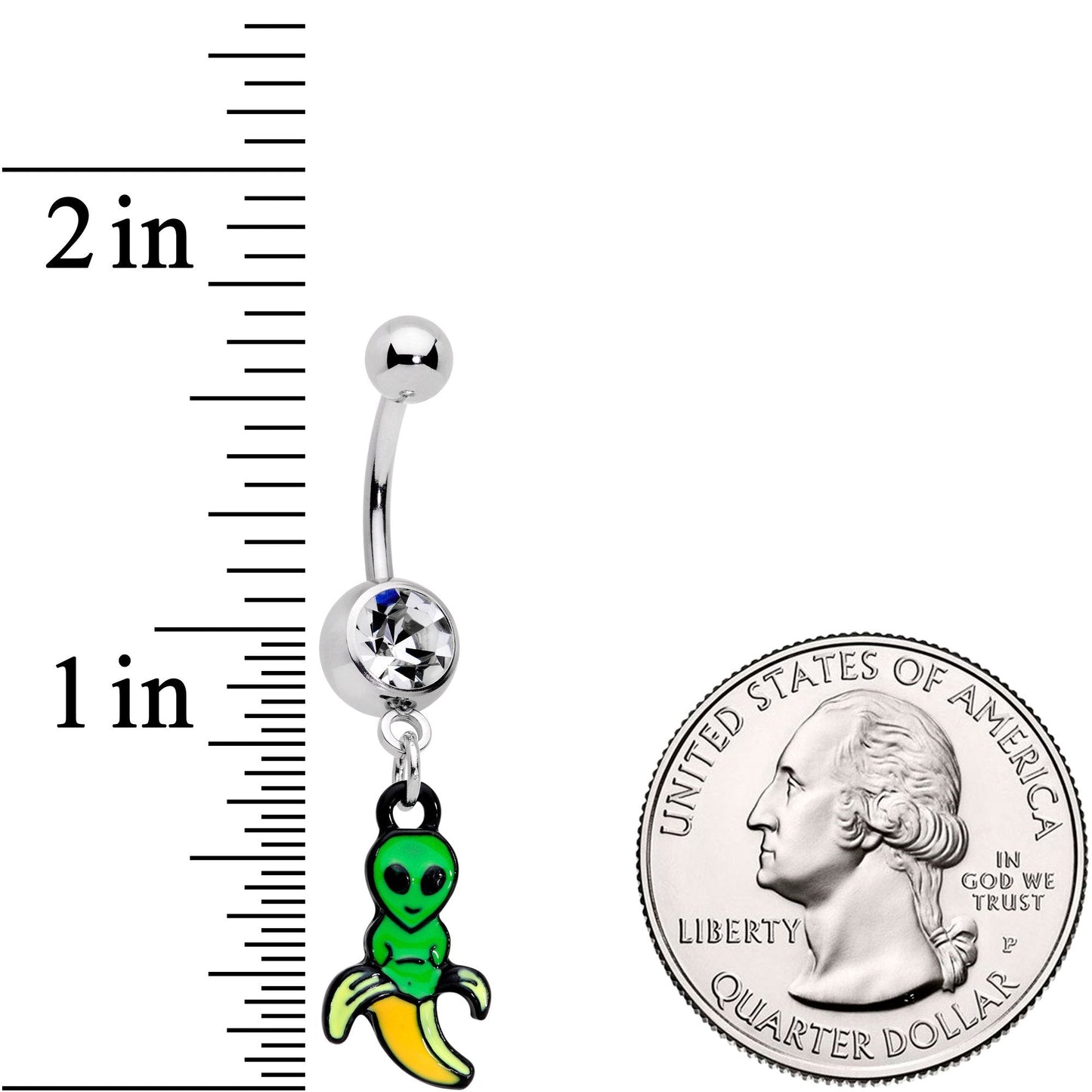 Clear Gem An Appealing Little Banana Alien Dangle Belly Ring - BodyCandy - Flyclothing LLC