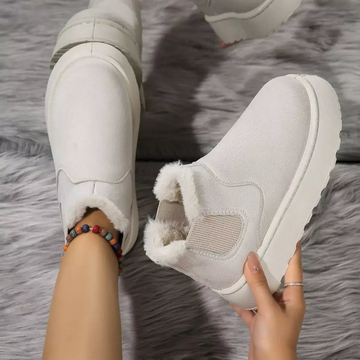 Round Toe Platform Ankle Boots - Trendsi - Flyclothing LLC