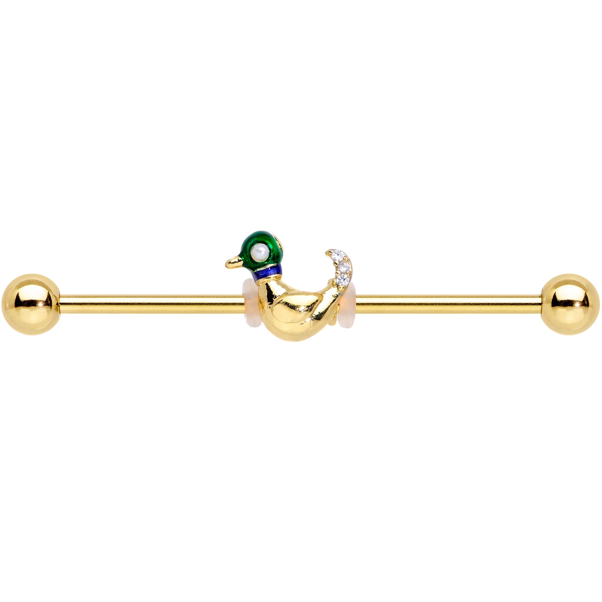 14G Gold Tone Mighty Mallard Industrial Barbell 38mm - BodyCandy - Flyclothing LLC
