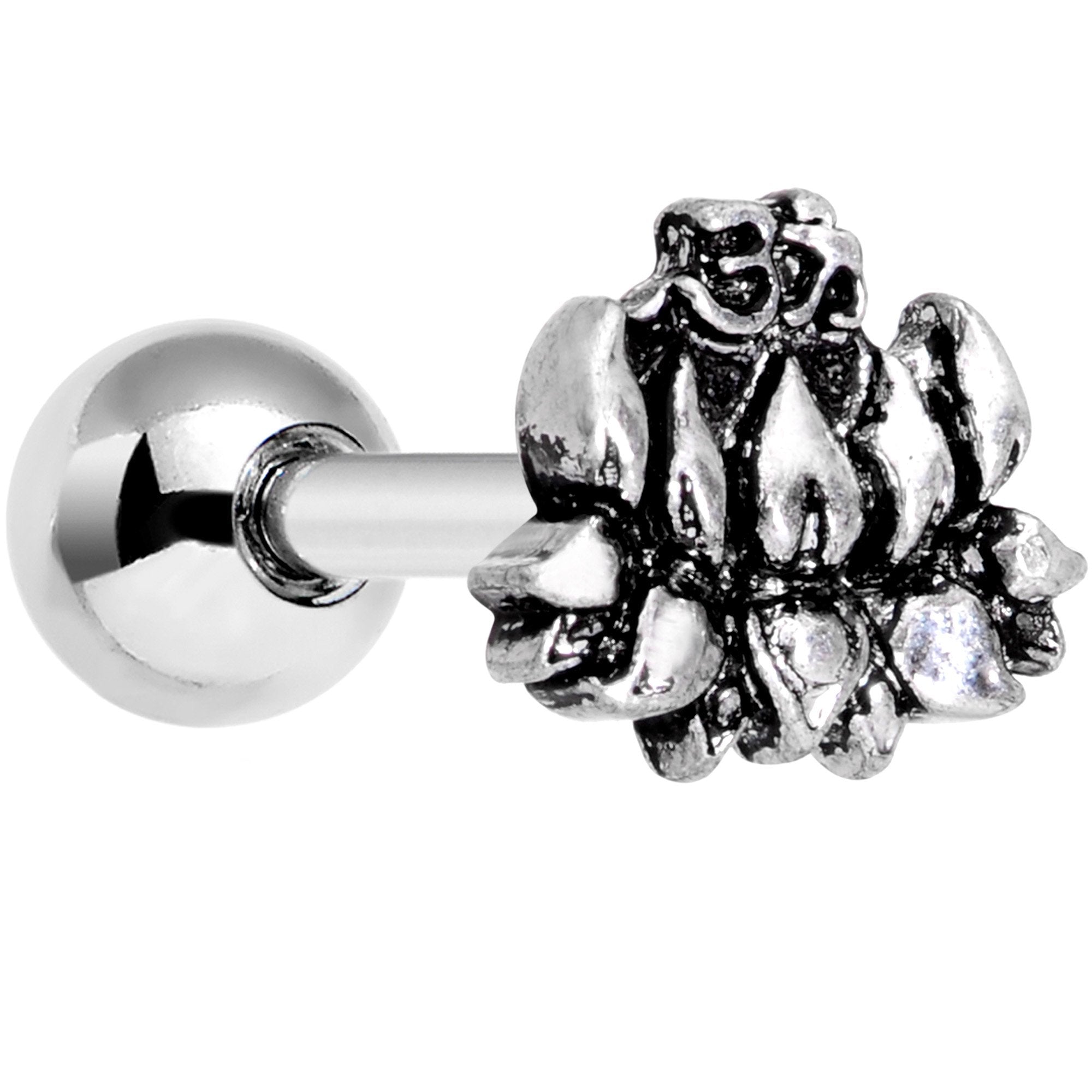 16G 1/4 Mindfully Meditative Lotus Flower Cartilage Tragus Earring - BodyCandy - Flyclothing LLC