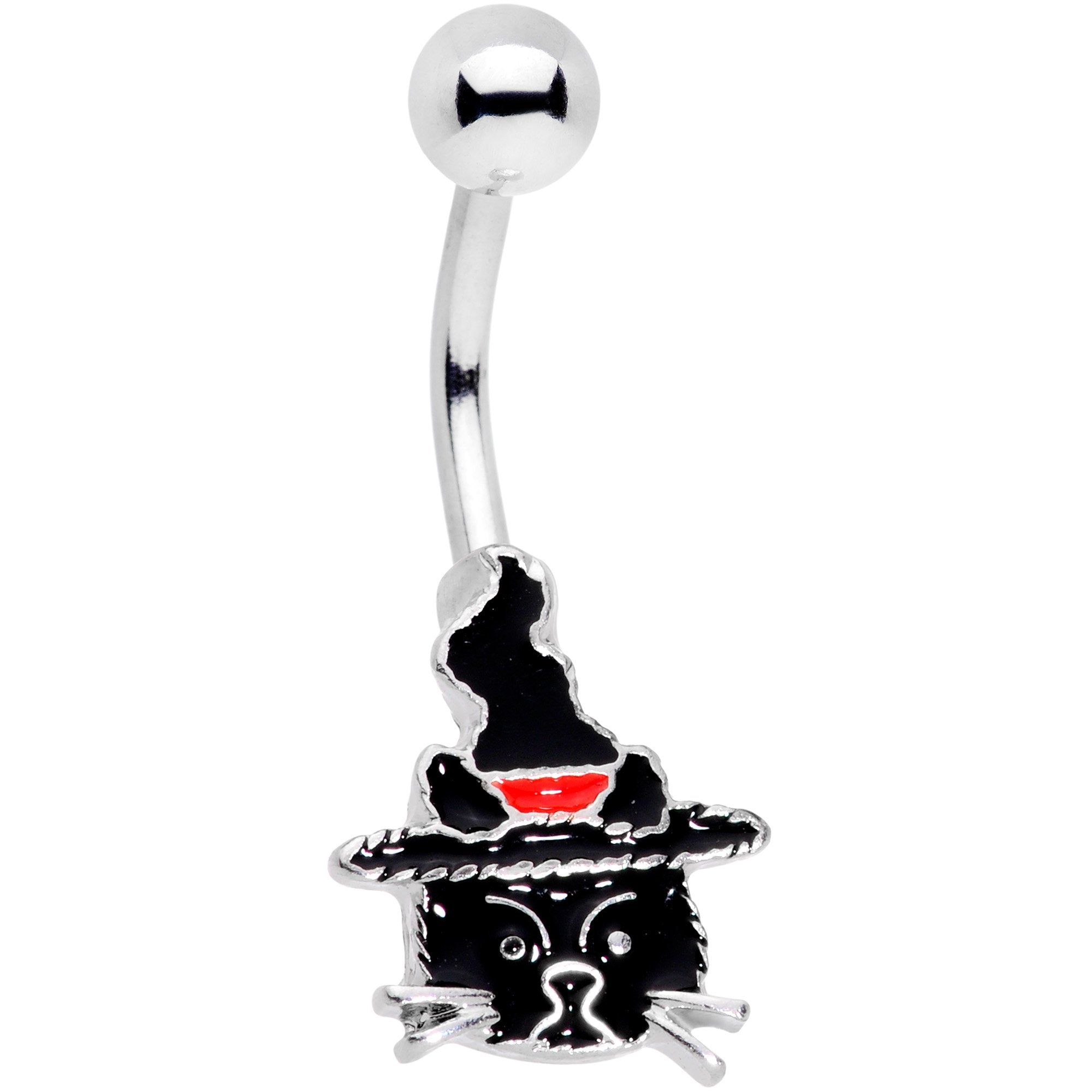 Halloween Witch Way Sassy Black Cat Belly Ring - BodyCandy - Flyclothing LLC