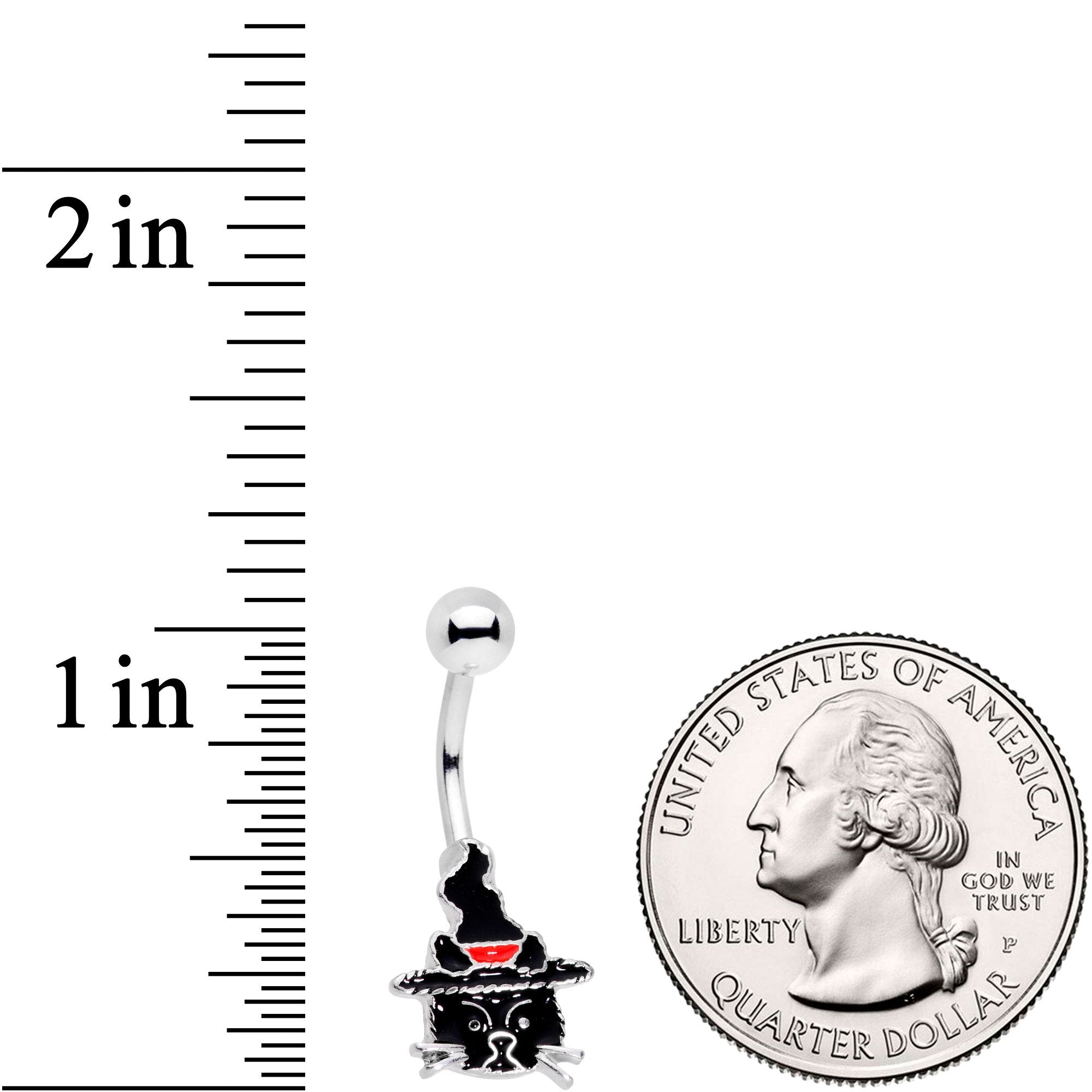 Halloween Witch Way Sassy Black Cat Belly Ring - BodyCandy - Flyclothing LLC
