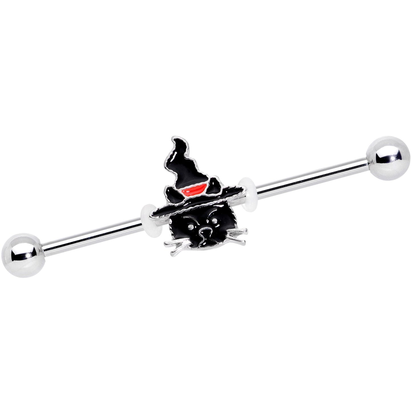 14G Halloween Witch Way Black Cat Barbell Industrial 38mm - BodyCandy - Flyclothing LLC
