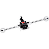 14G Halloween Witch Way Black Cat Barbell Industrial 38mm - BodyCandy - Flyclothing LLC