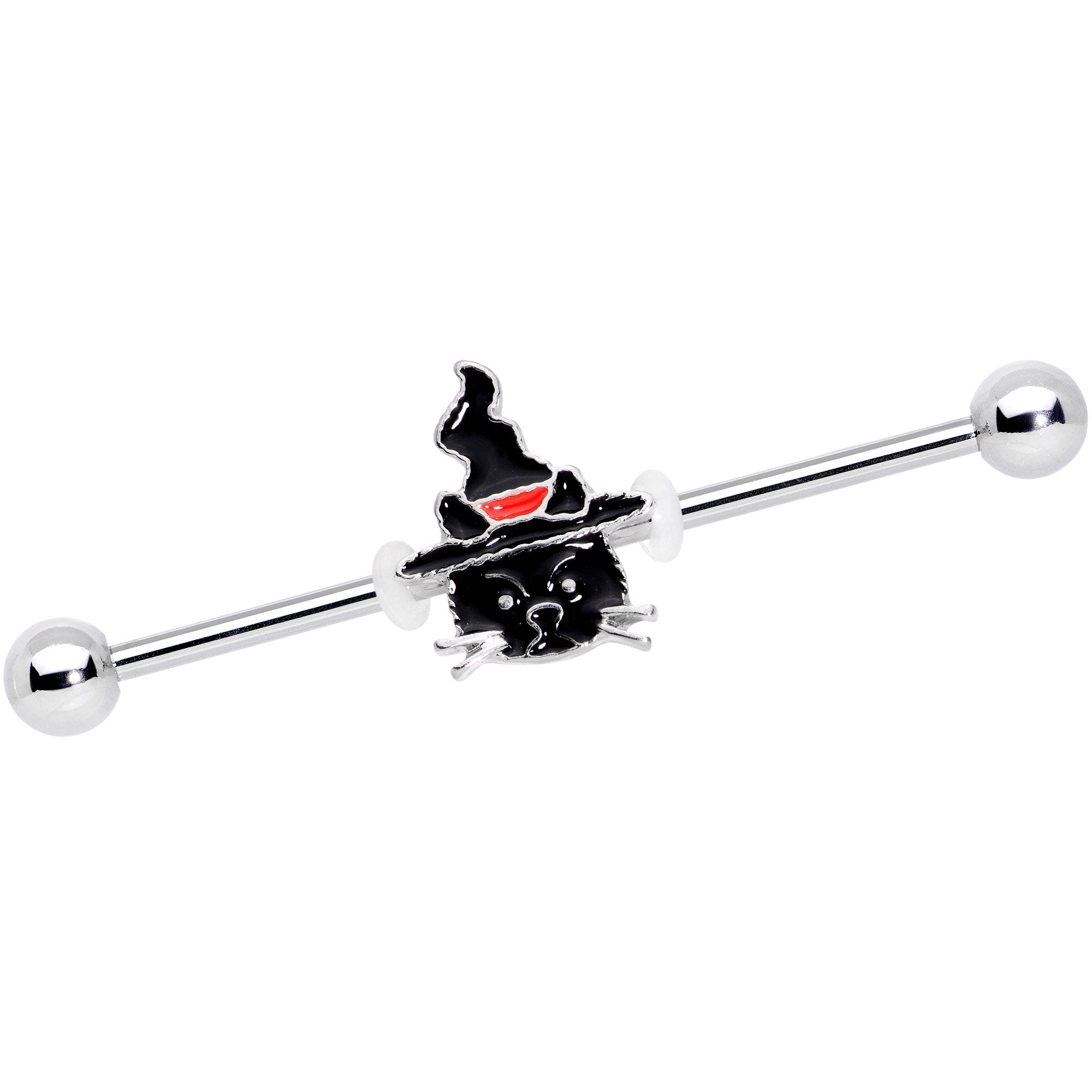 14G Halloween Witch Way Black Cat Barbell Industrial 38mm - BodyCandy - Flyclothing LLC