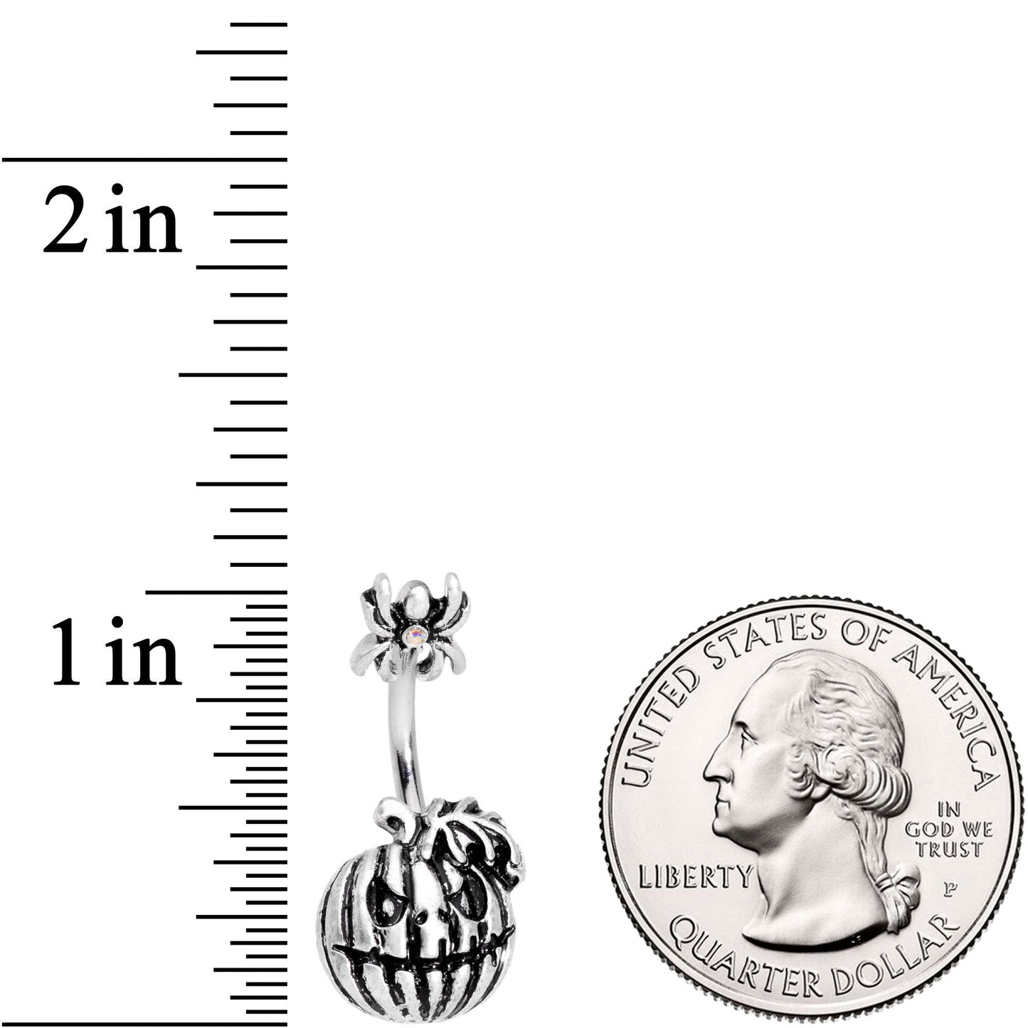 Scary Spider Jack O Lantern Double Mount Belly Ring - BodyCandy - Flyclothing LLC