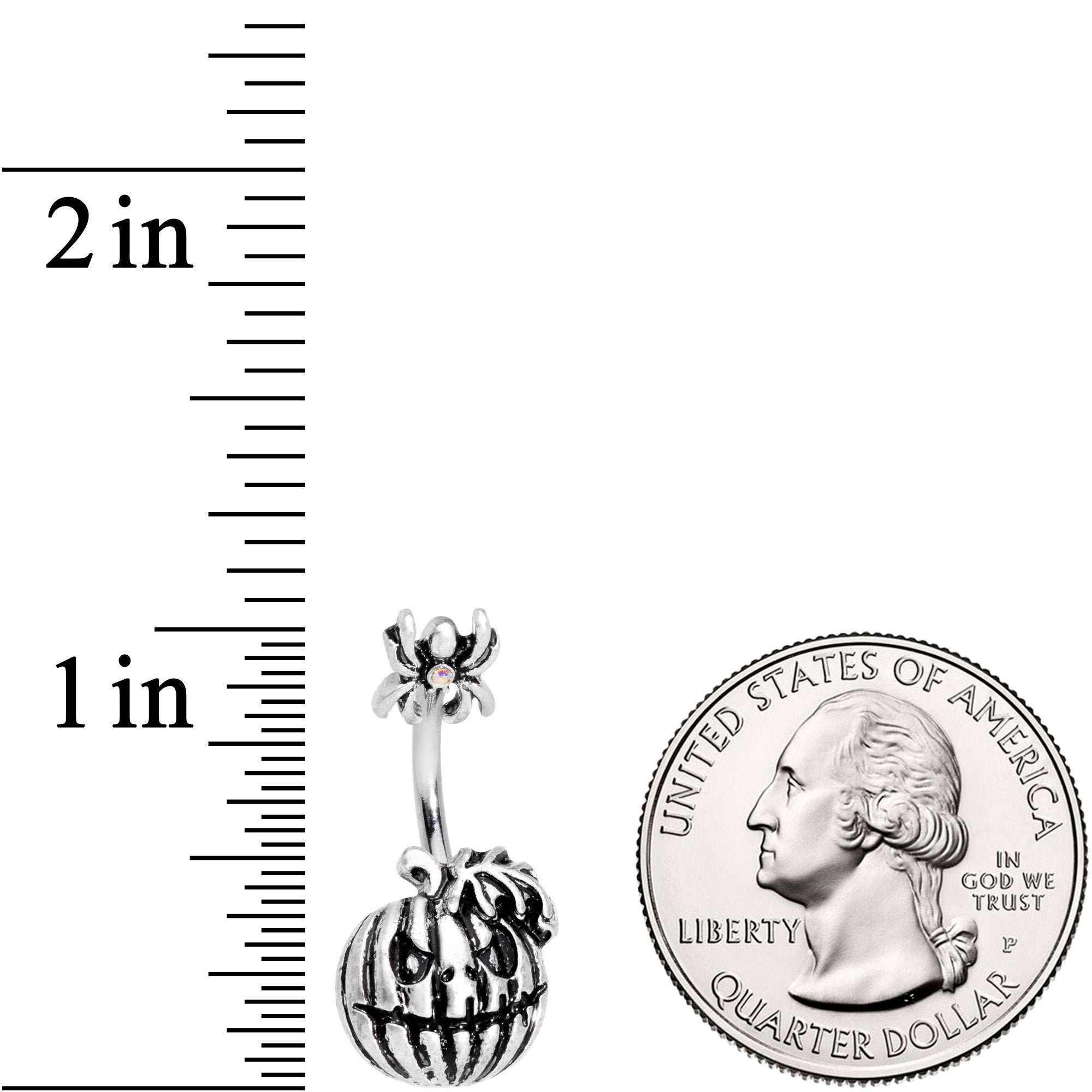 Scary Spider Jack O Lantern Double Mount Belly Ring - BodyCandy - Flyclothing LLC