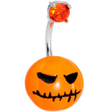 Orange Gem Scary Halloween Jack O Lantern Belly Ring - BodyCandy - Flyclothing LLC