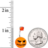 Orange Gem Scary Halloween Jack O Lantern Belly Ring - BodyCandy - Flyclothing LLC