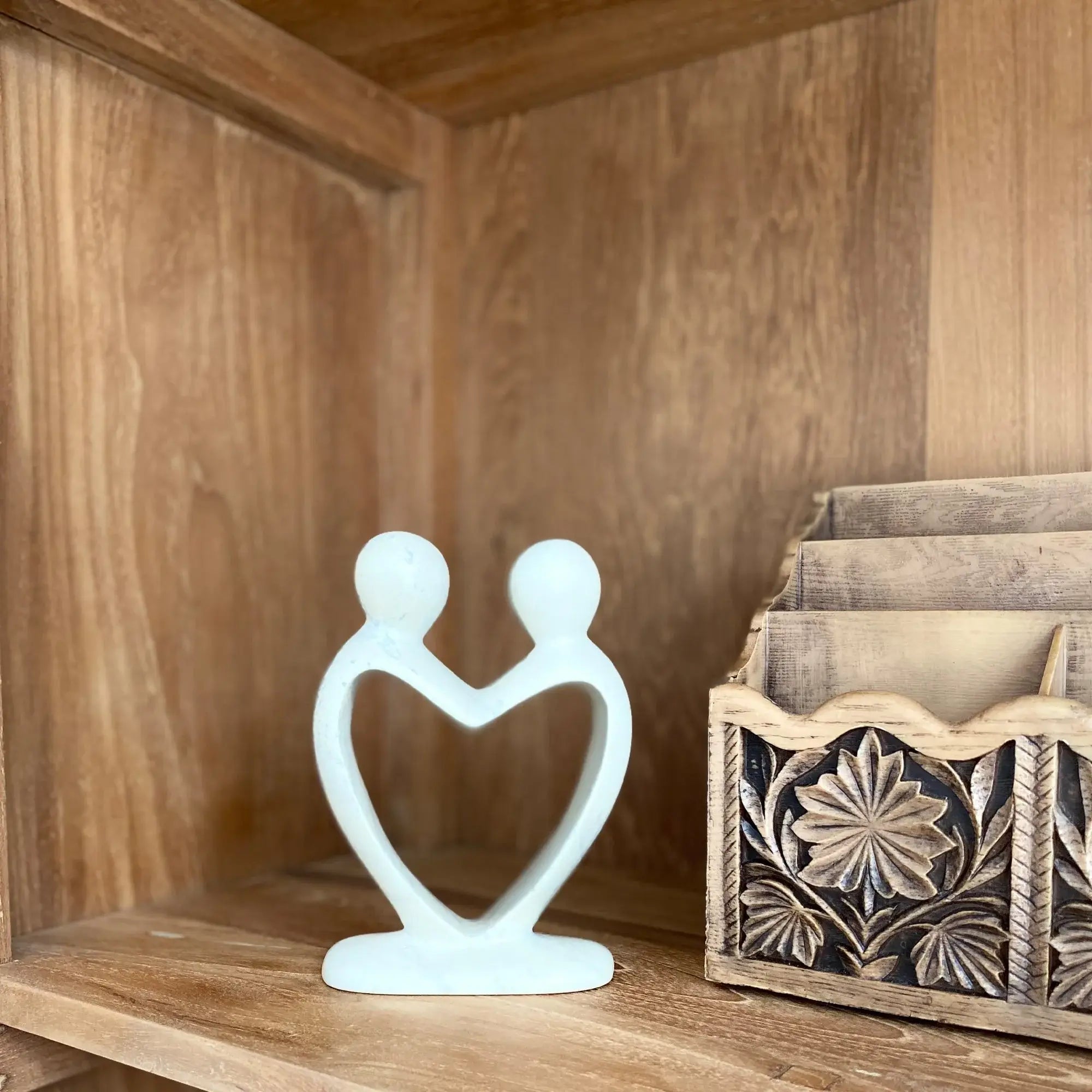 Handcrafted Soapstone Lover's Heart Sculpture in White - Smolart - Smolart - Flyclothing LLC