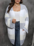 Plus Size Open Front Long Sleeve Cardigan - Trendsi
