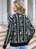 Flower Round Neck Long Sleeve Sweater - Trendsi - Flyclothing LLC