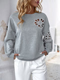 Perfee Cutout Pearl Round Neck Long Sleeve Sweatshirt - Trendsi