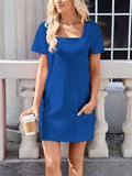 Lovelet Square Neck Short Sleeve Mini Tee Dress - Trendsi - Flyclothing LLC