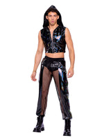 Roma Costume 6510 Vinyl with Iridescent Print Cropped Zip-Up Hooded Sleeveless Jacket - Roma Costume - Flyclothing LLC