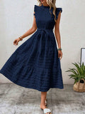 Tied Ruffled Cap Sleeve Midi Dress - Trendsi - Flyclothing LLC