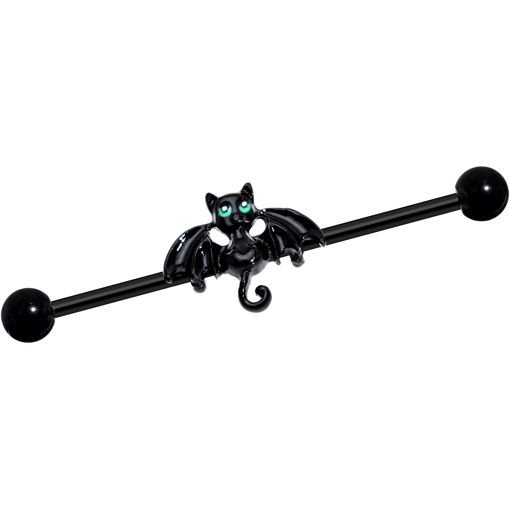 14G Black Halloween Vampire Bat Industrial Barbell 38mm - BodyCandy - Flyclothing LLC