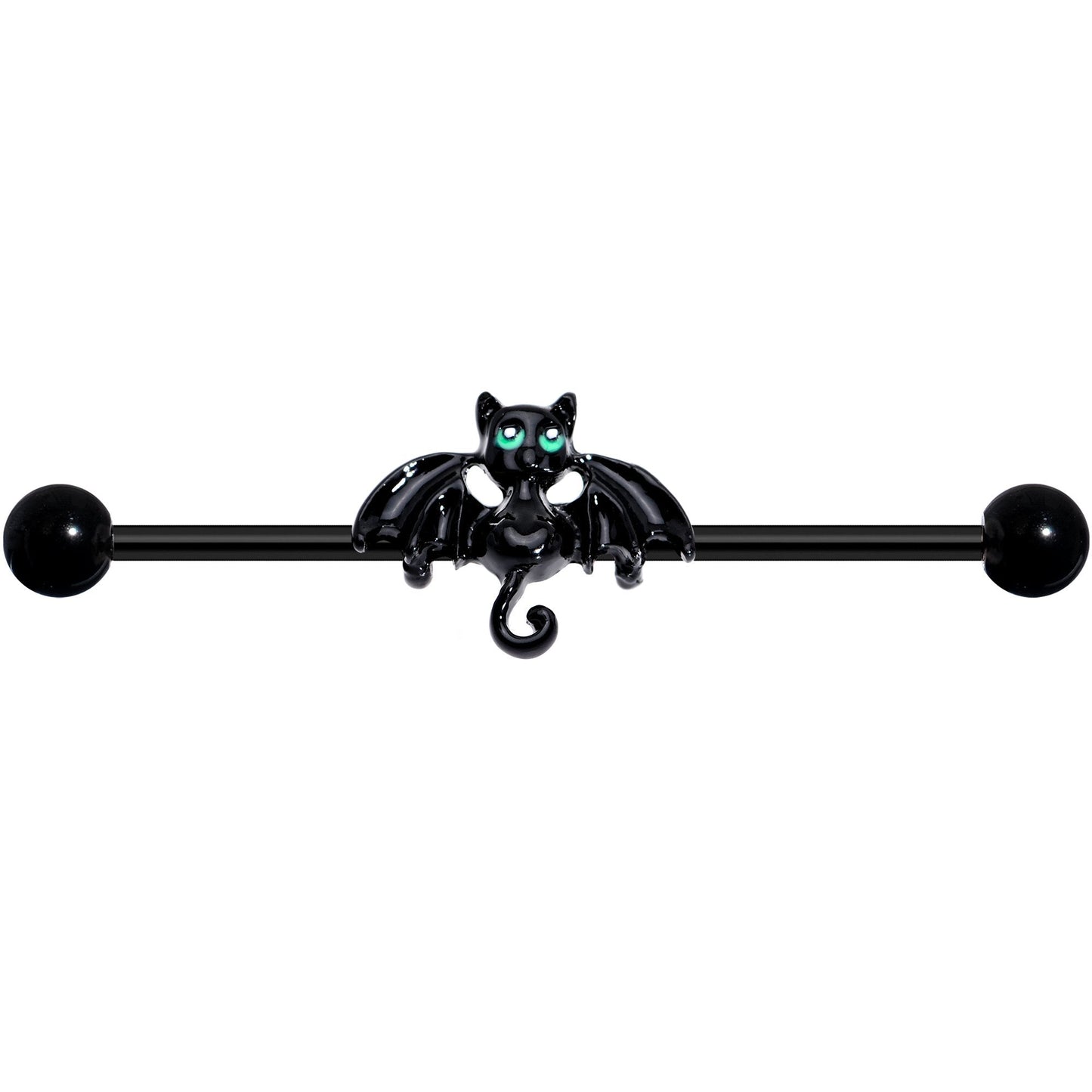 14G Black Halloween Vampire Bat Industrial Barbell 38mm - BodyCandy - Flyclothing LLC
