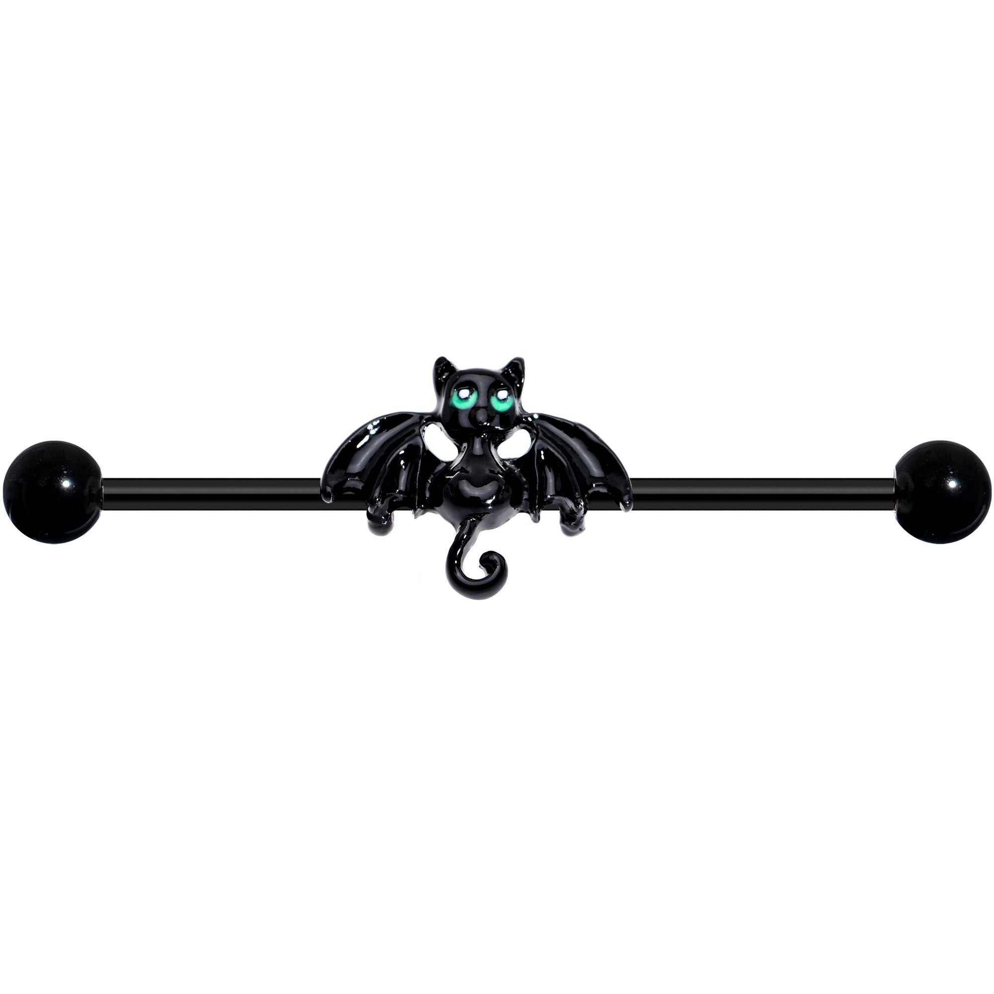 14G Black Halloween Vampire Bat Industrial Barbell 38mm - BodyCandy - Flyclothing LLC