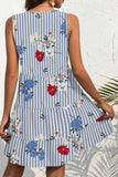 Printed V-Neck Sleeveless Mini Dress - Trendsi - Flyclothing LLC