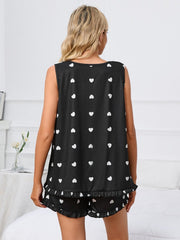Heart Scoop Neck Tank and Shorts Lounge Set - Trendsi