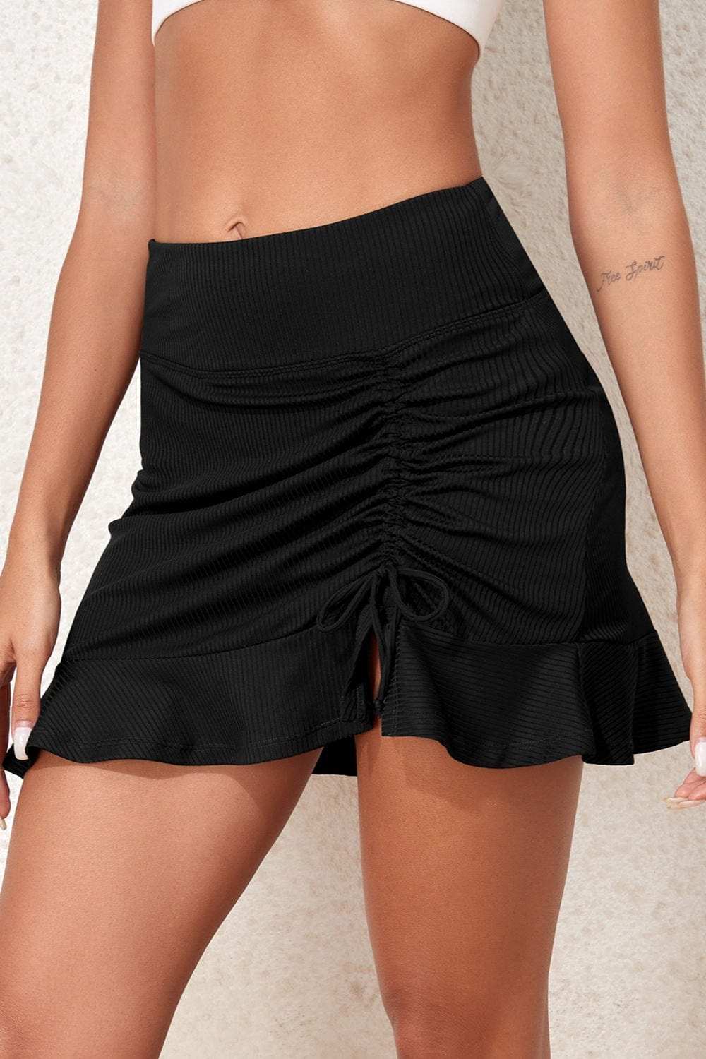 Ruched Elastic Waist Swim Skirt - Trendsi - Flyclothing LLC