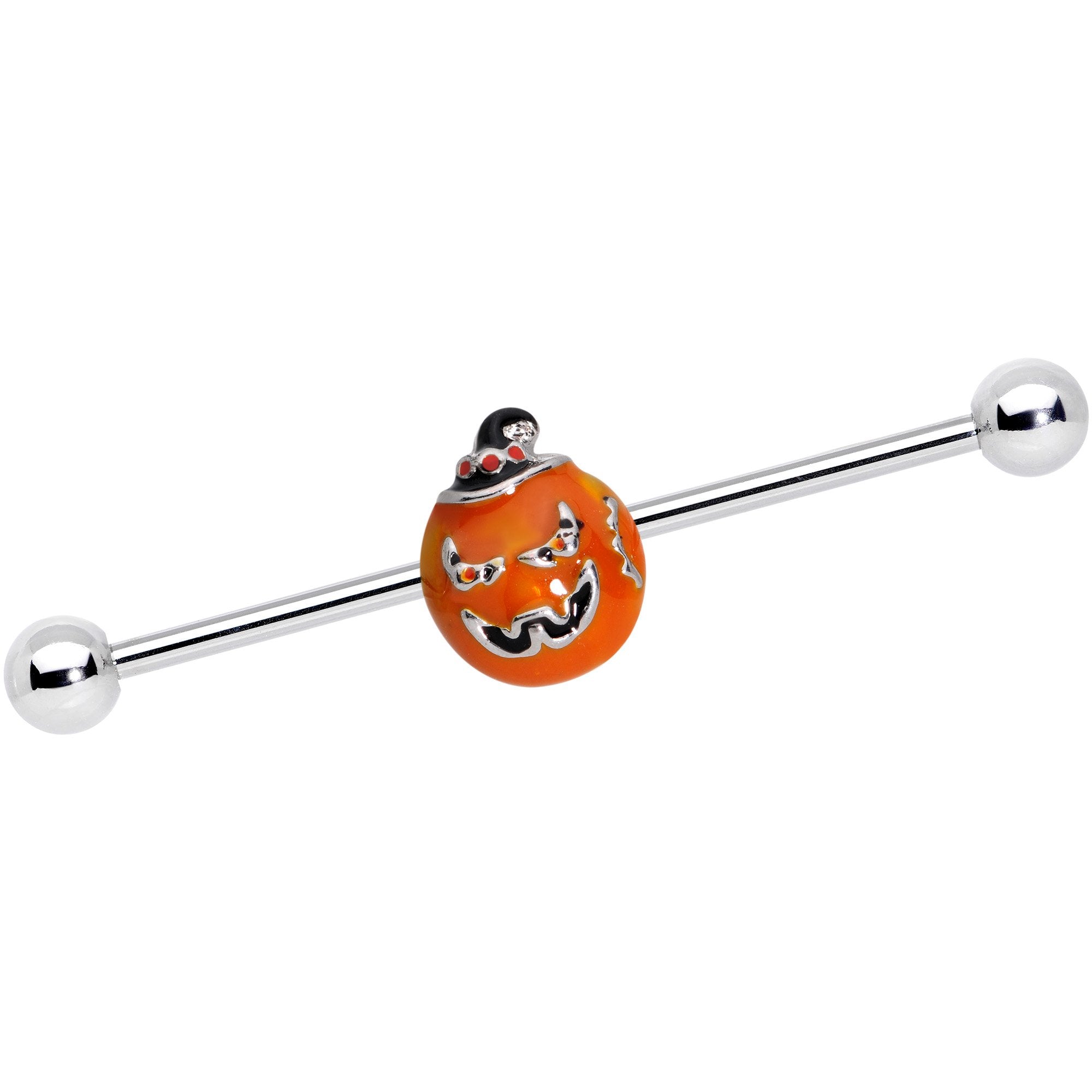 14G Sassy Halloween Jack O Lantern Industrial Barbell 38mm - BodyCandy - Flyclothing LLC