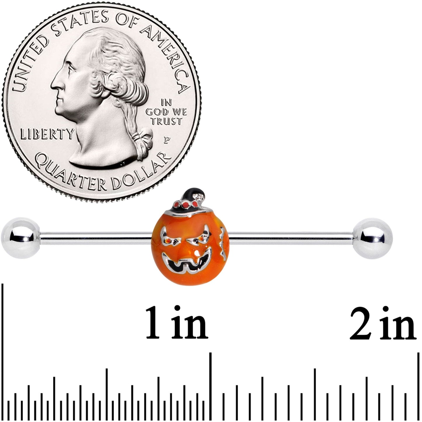 14G Sassy Halloween Jack O Lantern Industrial Barbell 38mm - BodyCandy - Flyclothing LLC