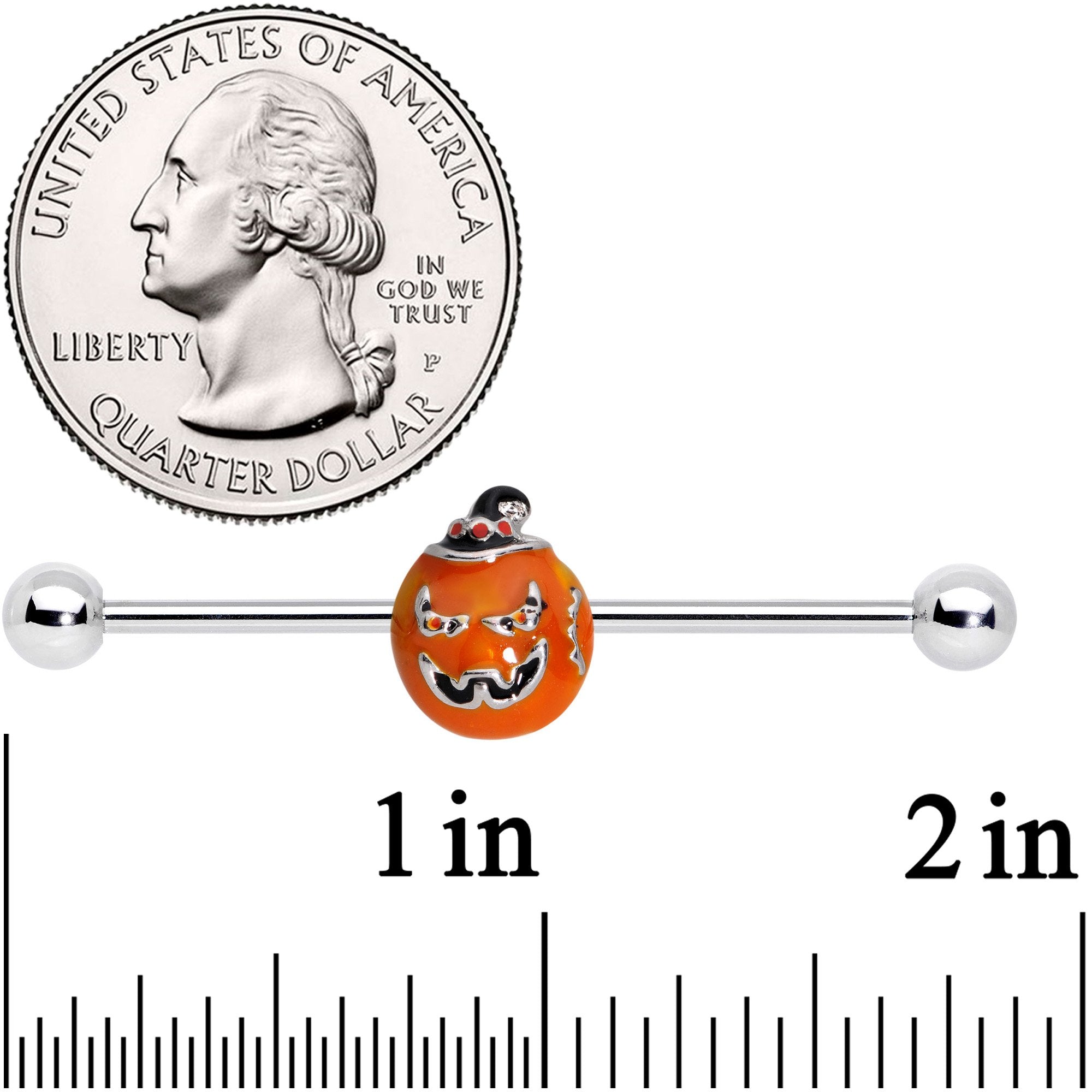 14G Sassy Halloween Jack O Lantern Industrial Barbell 38mm - BodyCandy - Flyclothing LLC