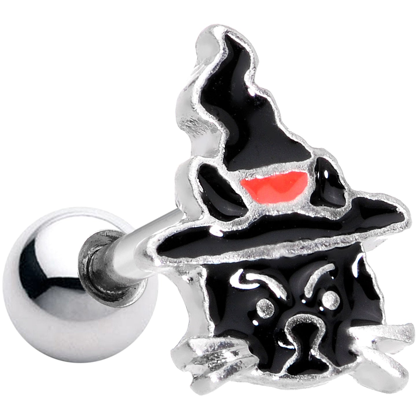 16G 1/4 Halloween Black Cat Cartilage Tragus Earring - BodyCandy - Flyclothing LLC