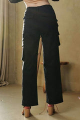 Davi & Dani Flap Pocket Mid Rise Cargo Pants - Trendsi - Flyclothing LLC