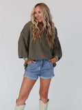 Round Neck Oversized Knit Top with Relaxed Fit - Trendsi - Flyclothing LLC