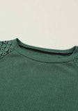 Lace Detail Round Neck Lantern Sleeve Top - Trendsi - Flyclothing LLC