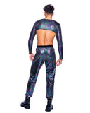 Roma Costume 6531 Rainbow Shimmer Camouflage Long Sleeved Crop Top - Roma Costume
