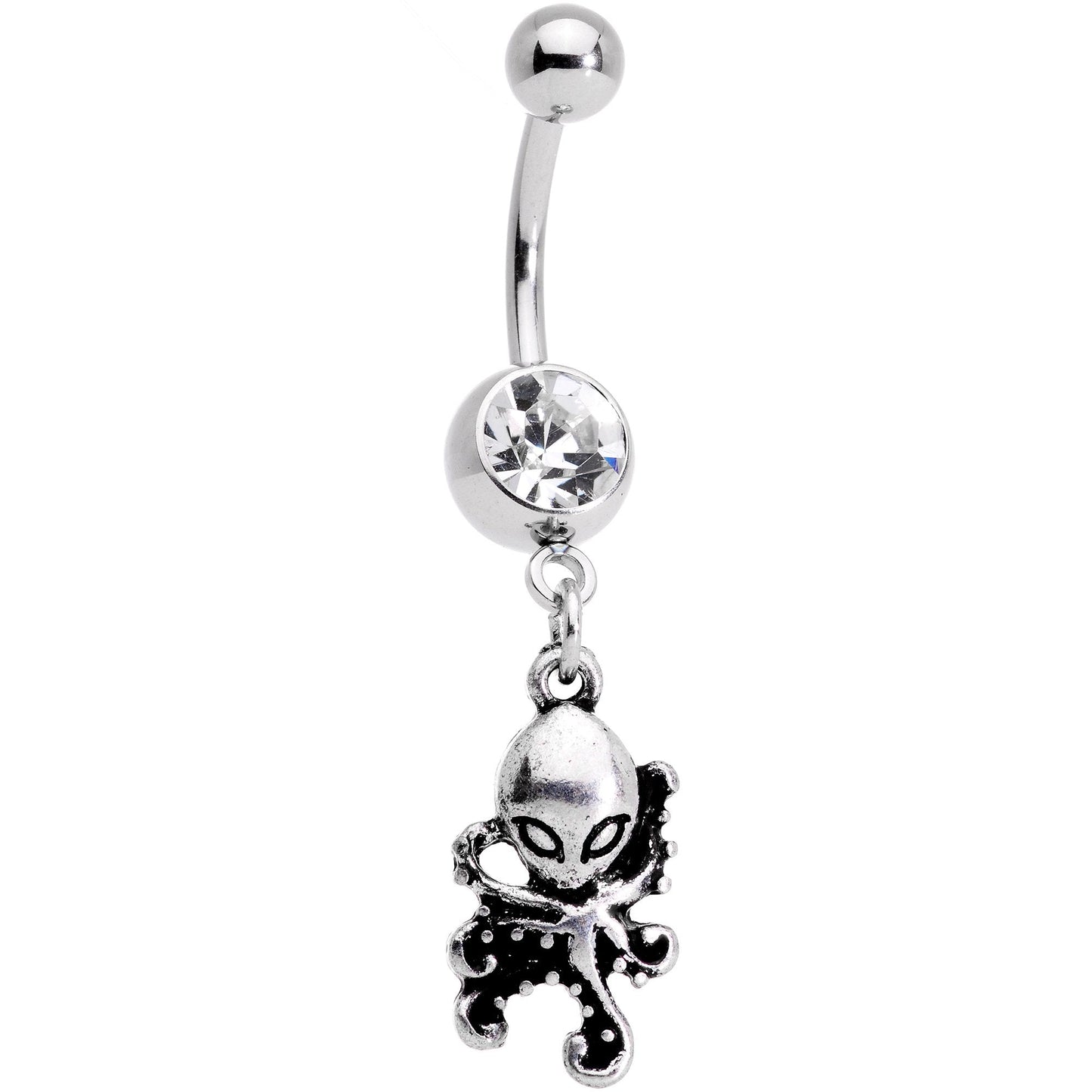 Clear Gem Nautical Octopus Dangle Belly Ring - BodyCandy - Flyclothing LLC