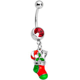 Red Gem Christmas Morning Holiday Stocking Dangle Belly Ring - BodyCandy - Flyclothing LLC