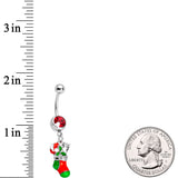 Red Gem Christmas Morning Holiday Stocking Dangle Belly Ring - BodyCandy - Flyclothing LLC